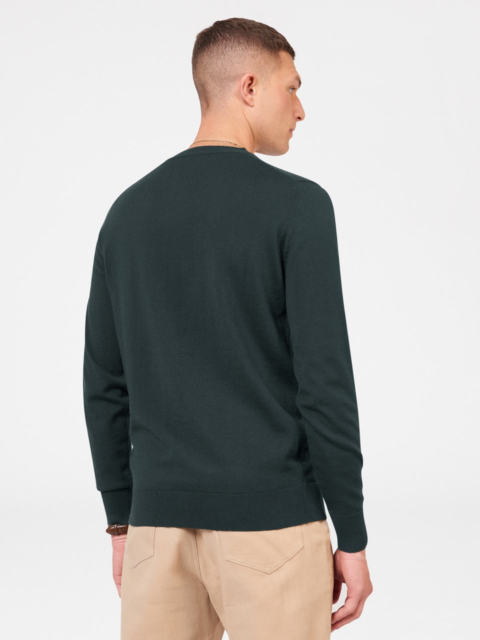 Ben Sherman Signature Merino Crewneck Gebreide Kleding Donkergroen | 81KIZHAGP