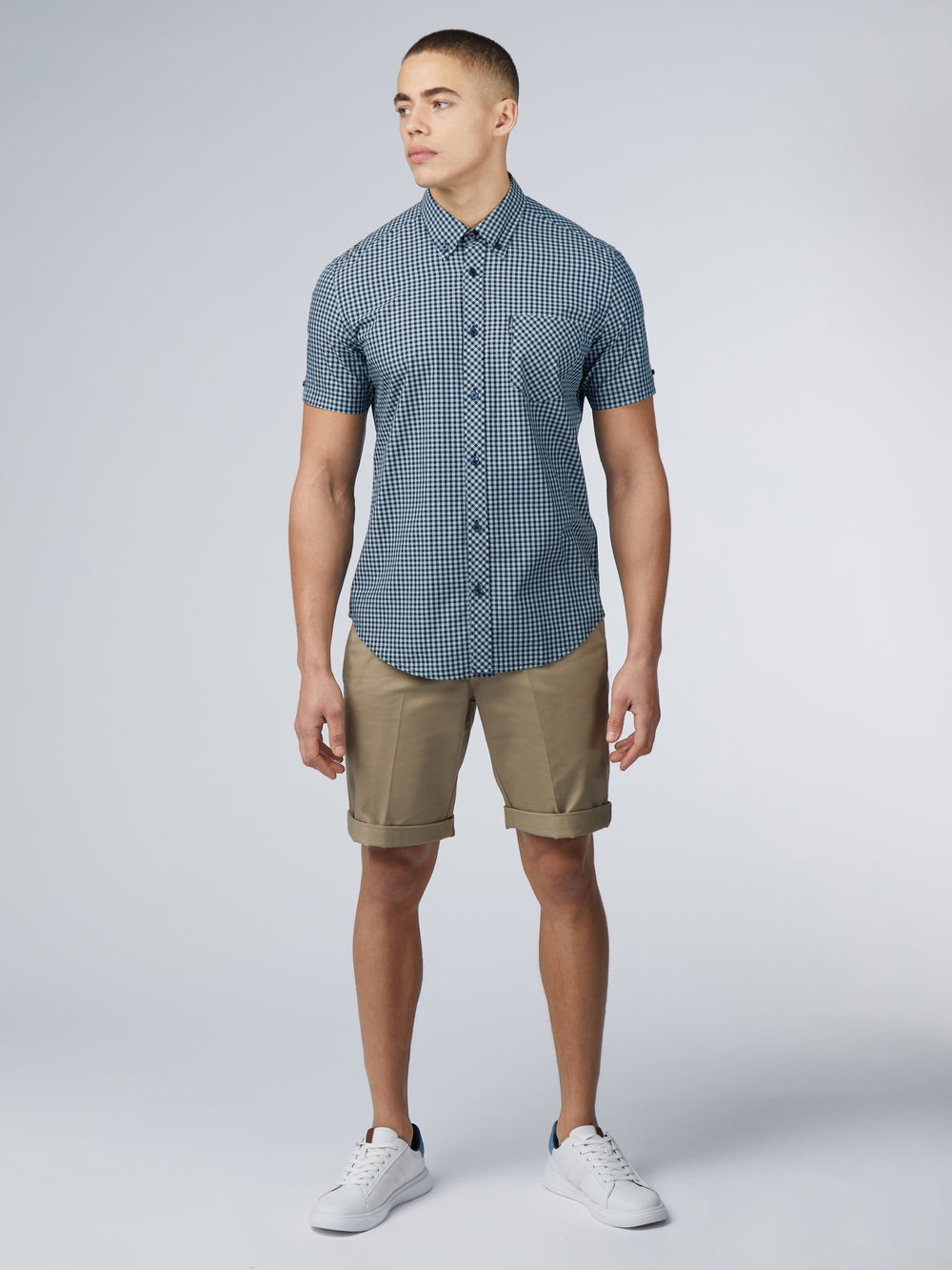 Ben Sherman Signature Short Sleeve Gingham Overhemd Blauw | 75TYEXVOG