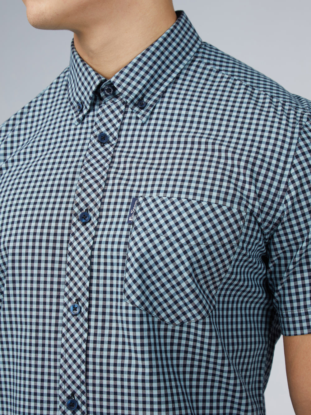 Ben Sherman Signature Short Sleeve Gingham Overhemd Blauw | 75TYEXVOG