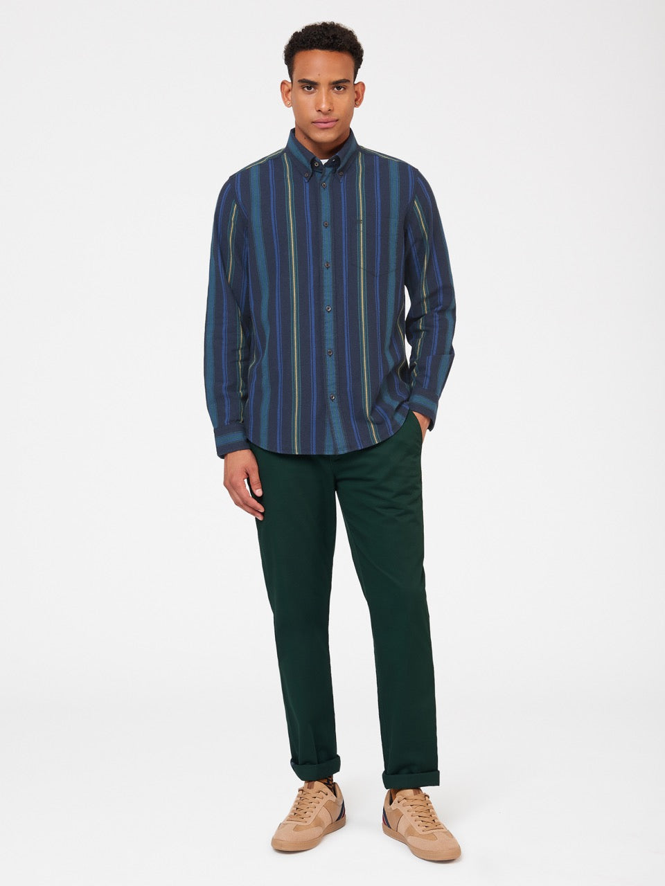 Ben Sherman Signature Striped Oxford Overhemd Groen | 08DSPIMJO