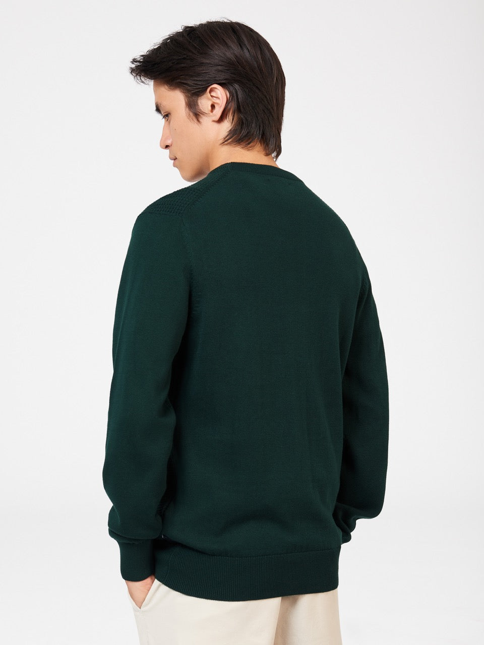 Ben Sherman Textured Crewneck Gebreide Kleding Donkergroen | 41PVZEIOY