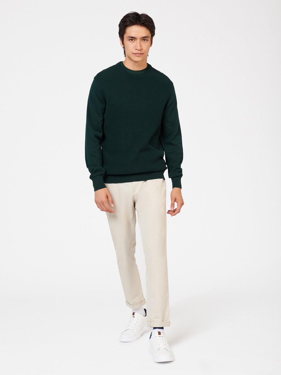 Ben Sherman Textured Crewneck Gebreide Kleding Donkergroen | 41PVZEIOY