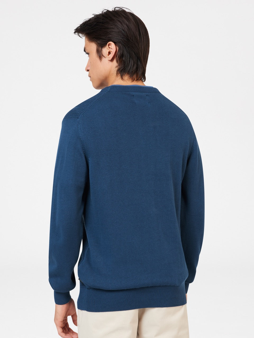 Ben Sherman Textured Crewneck Gebreide Kleding Indigo | 23OFNQVLX